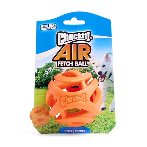 Chuckit Air Fetch Ball large-size for 60-100lb dogs during high-energy play.