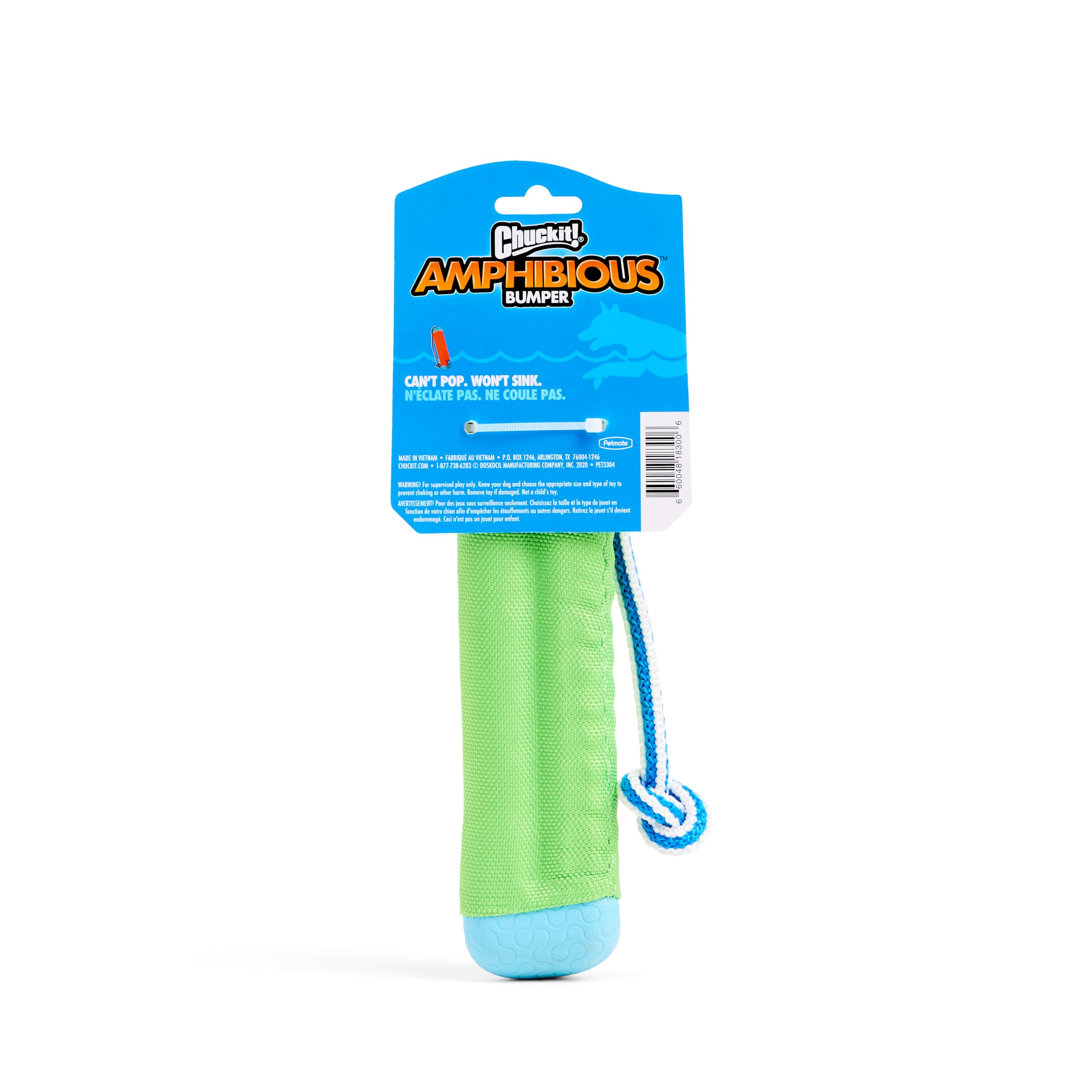 Chuckit Amphibious Bumper bright orange and blue visibility for easy locate