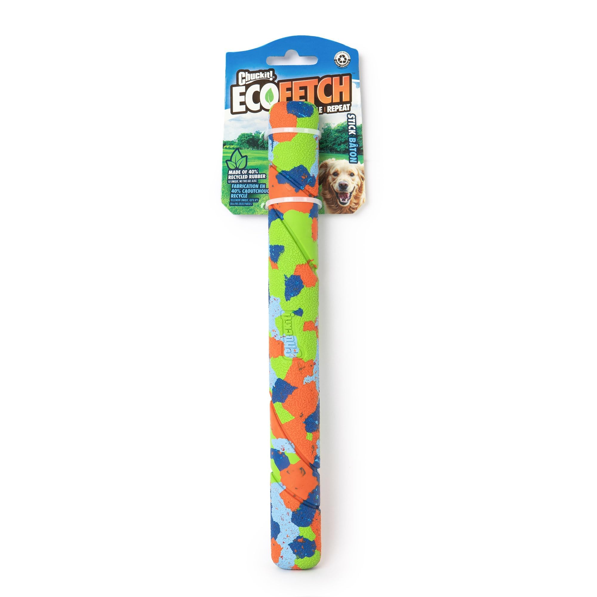 Chuckit! EcoFetch fetch stick 12-inch for all breeds, easy outdoor visibility.