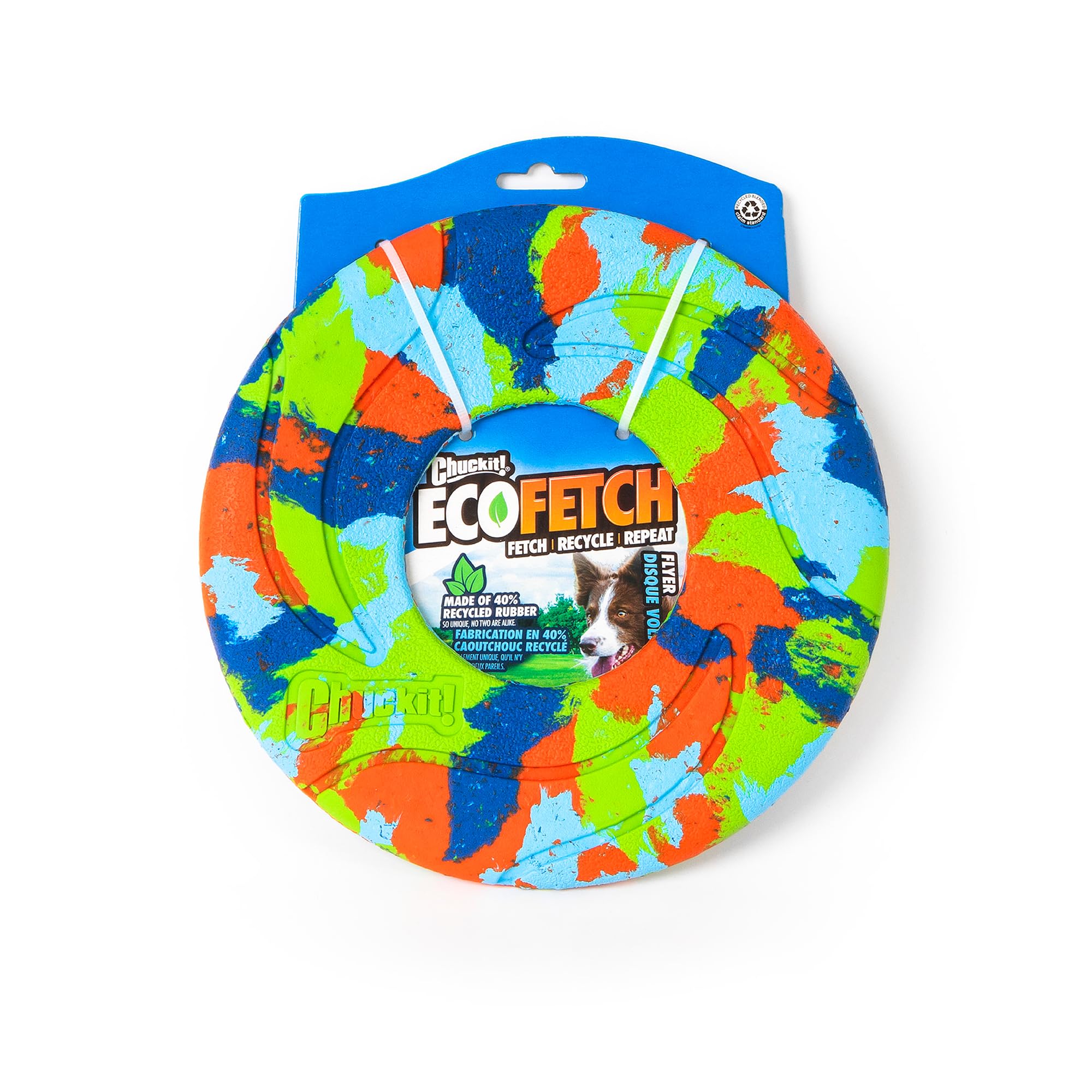 Chuckit EcoFetch Flyer dog in mid-air captures high-visibility play