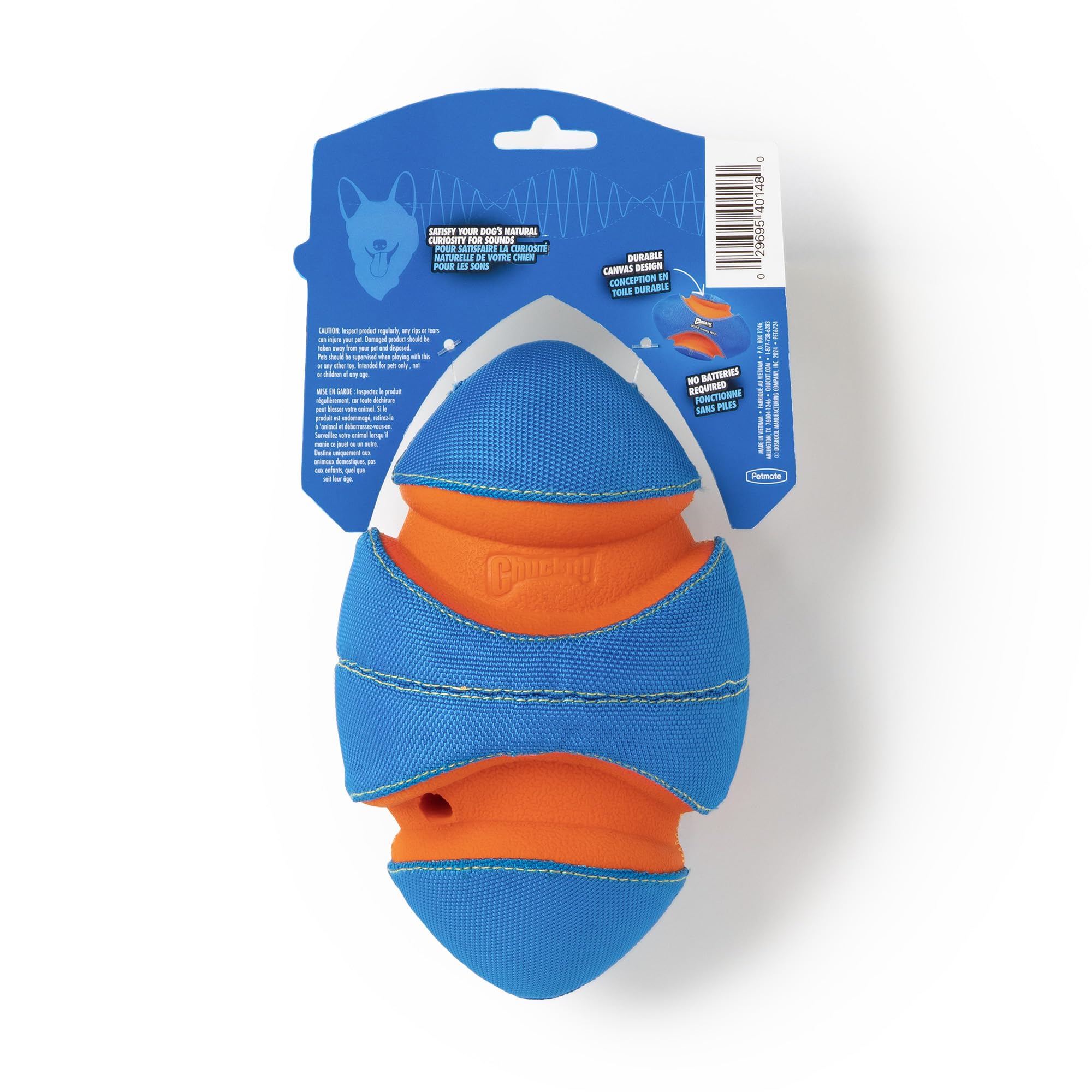 Chuckit! Giggle Fumble ball in flight highlights lightweight foam core for easy throws.