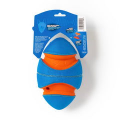 Chuckit! Giggle Fumble ball in flight highlights lightweight foam core for easy throws.