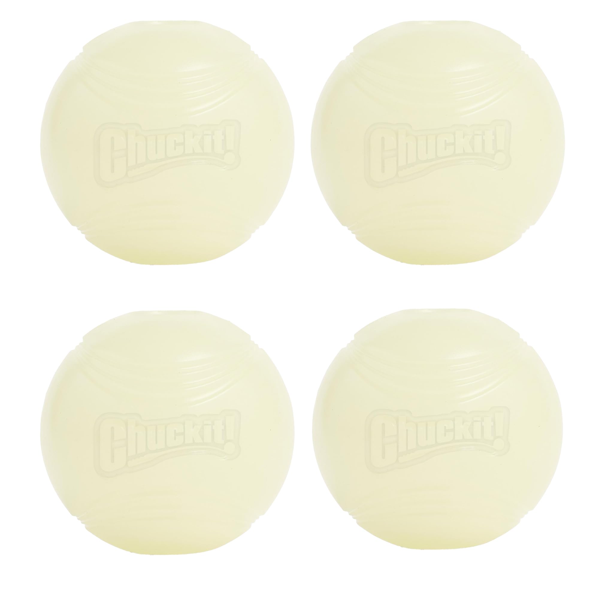 Chuckit glow ball 2.5-inch pack of 4 glows for night fetch
