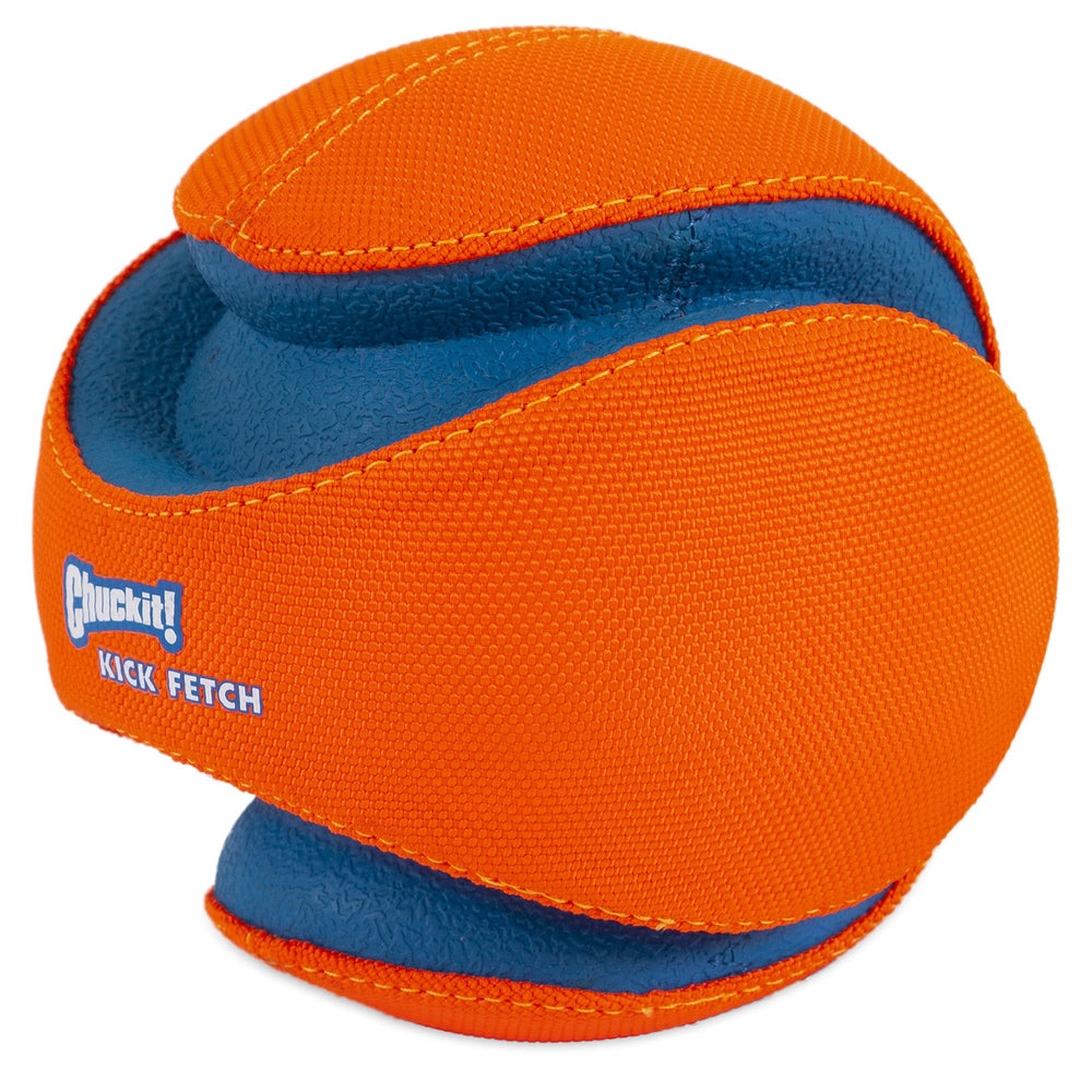 Chuckit Kick Fetch Ball deep grooves provide quick dog grip during fetch.