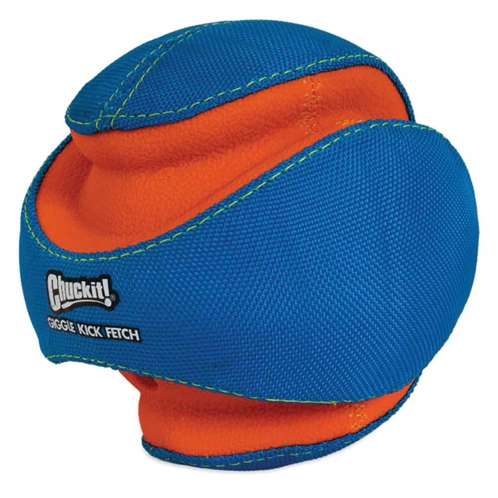 ChuckIt Kick Fetch Ball small side view shows rugged outer with foam core.