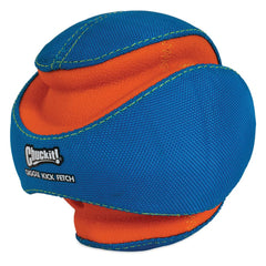 ChuckIt Kick Fetch Ball small side view shows rugged outer with foam core.