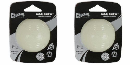 Chuckit! Max Glow Ball Medium 2ct glowing fetch ball for high-visibility nighttime play.