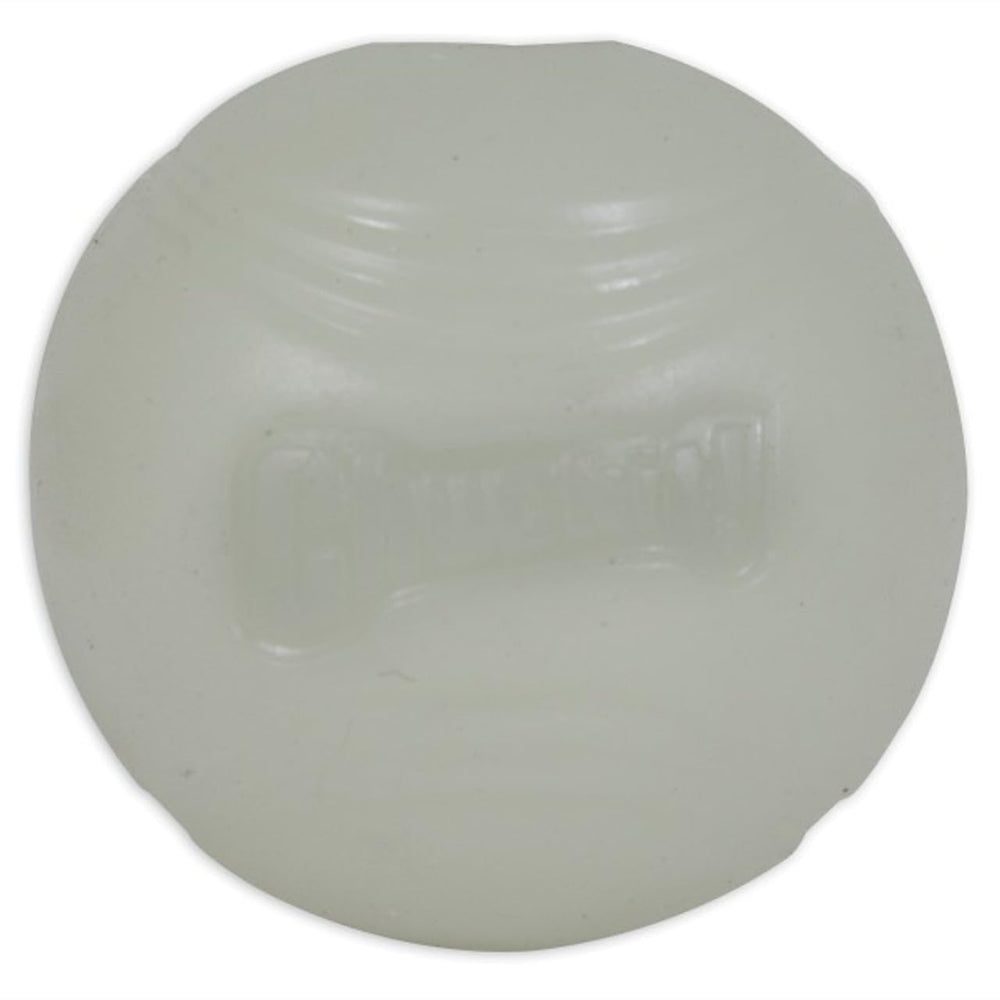 Chuckit Max Glow Ball Small closeup highlights durable texture and glow