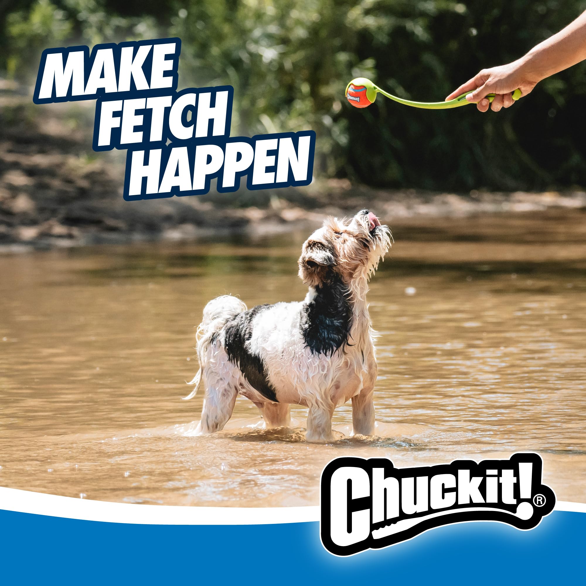 Chuckit! Sport 14S action demonstrates slobber-free design with quick ball pickup.