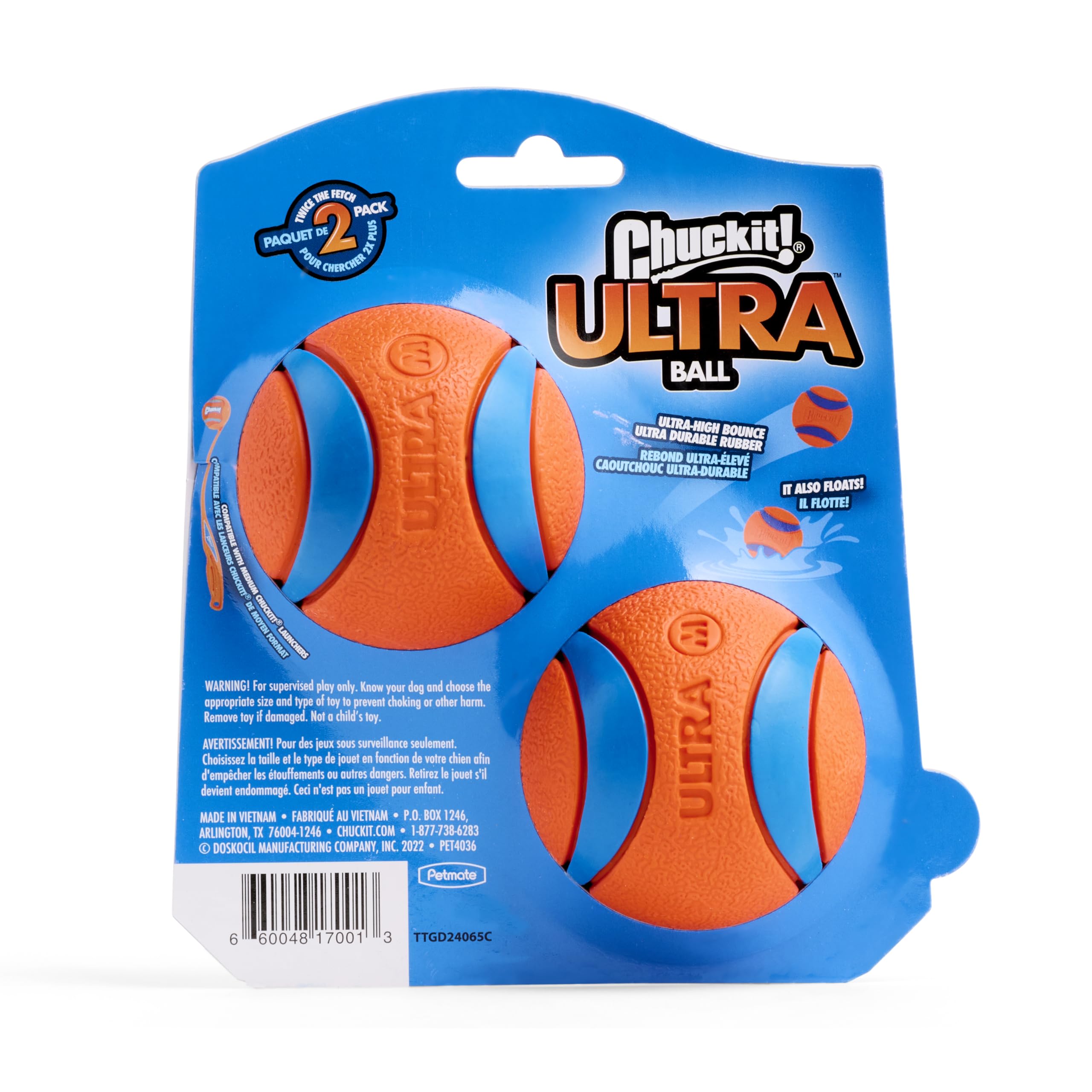 Size guidance for Chuckit! Ultra Ball to encourage safe play.