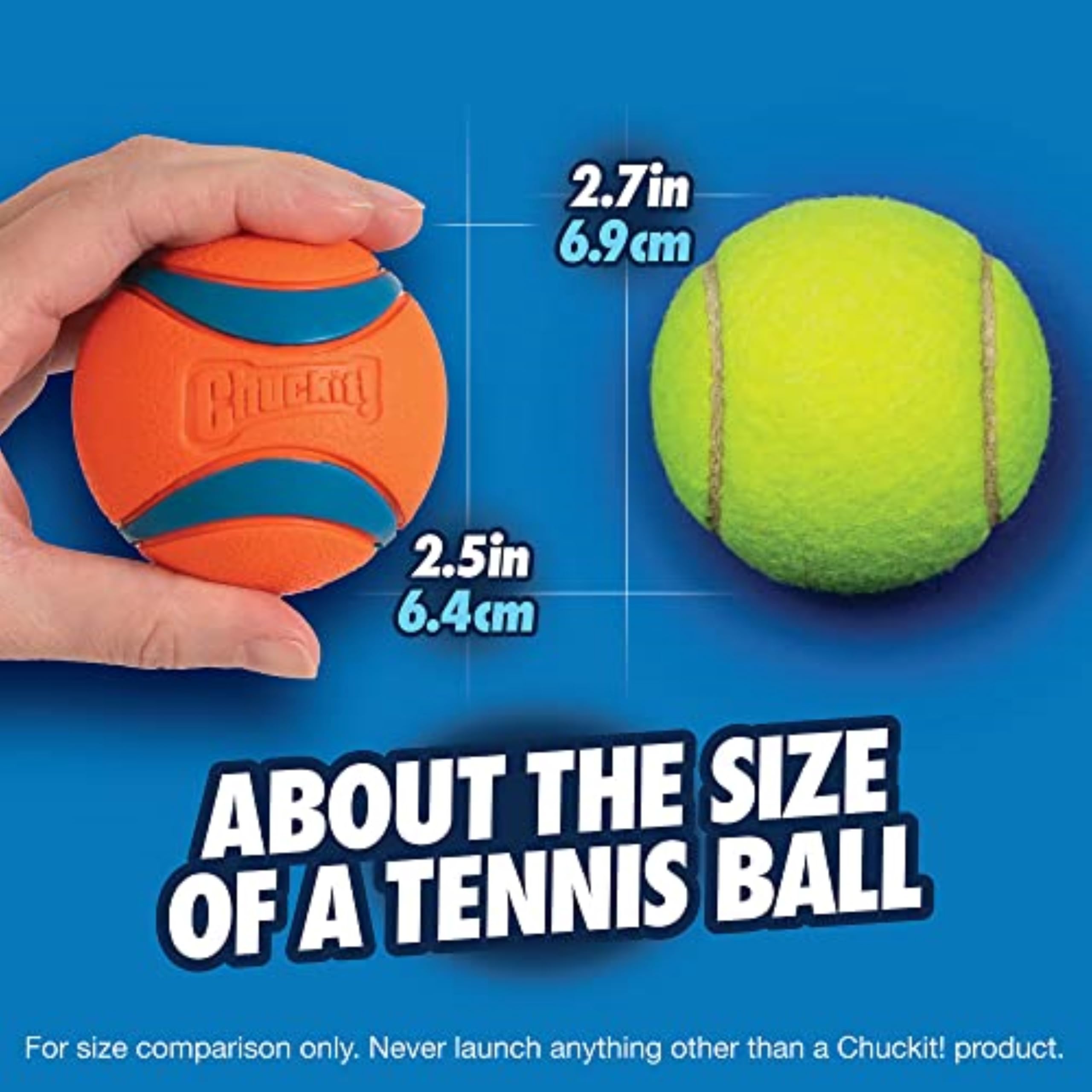 Chuckit! Ultra Ball textured surface aids grip during fetch.