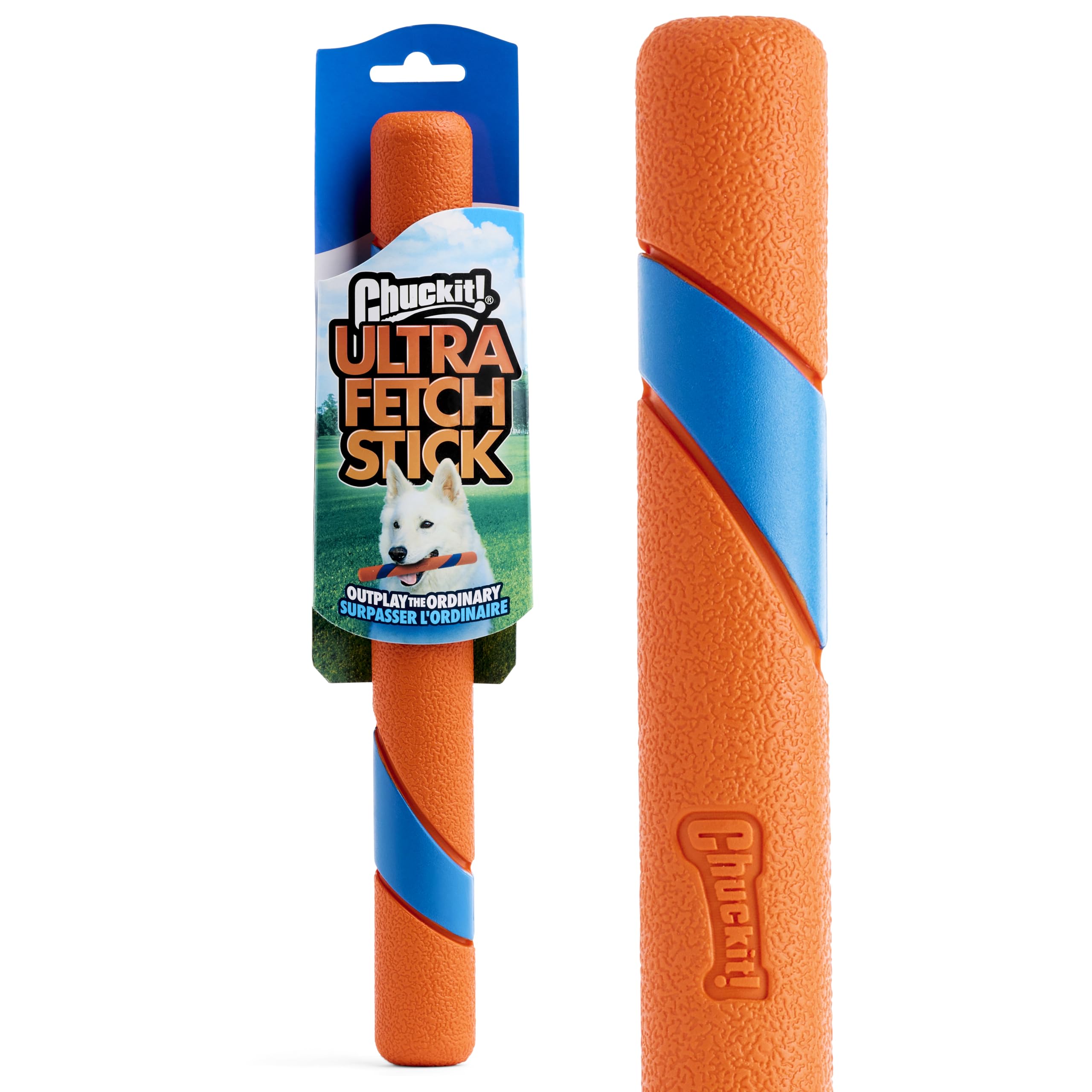 Chuckit! Ultra Fetch Stick close-up, durable fetch toy for outdoor play.