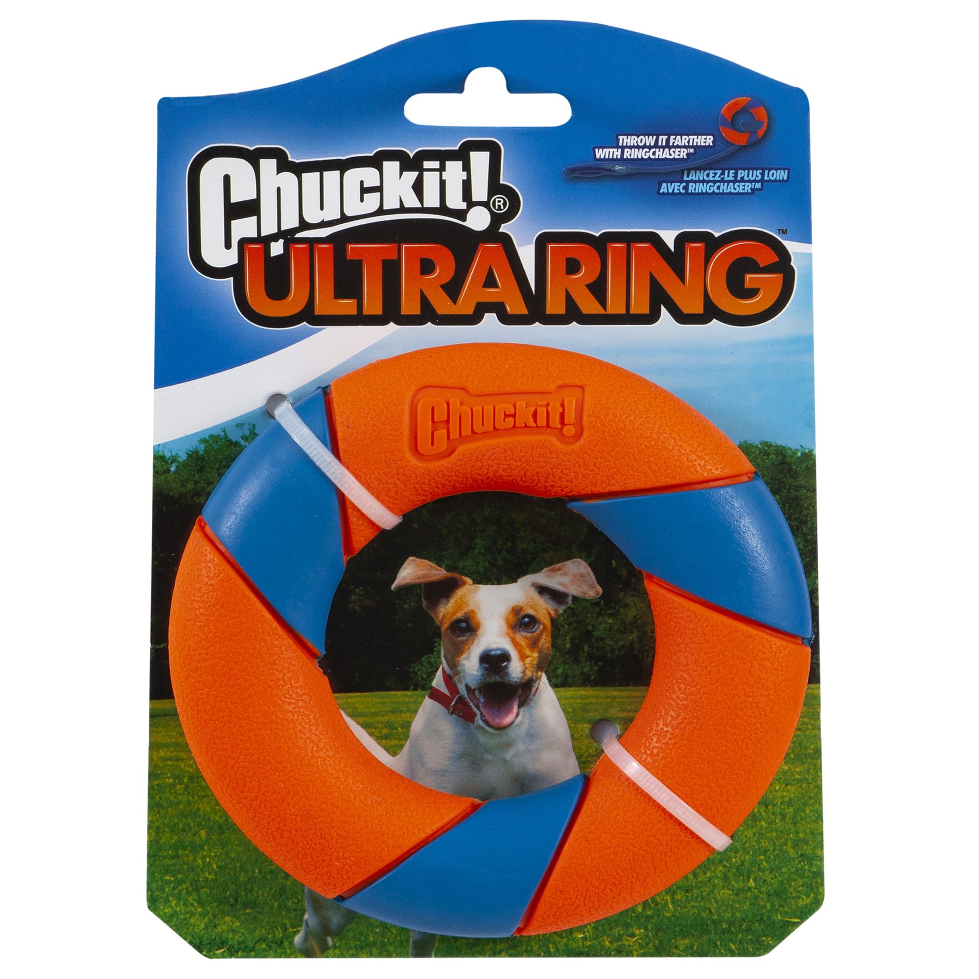 Chuckit! Ultra Ring in flight showing topspin action for exciting fetch sessions.