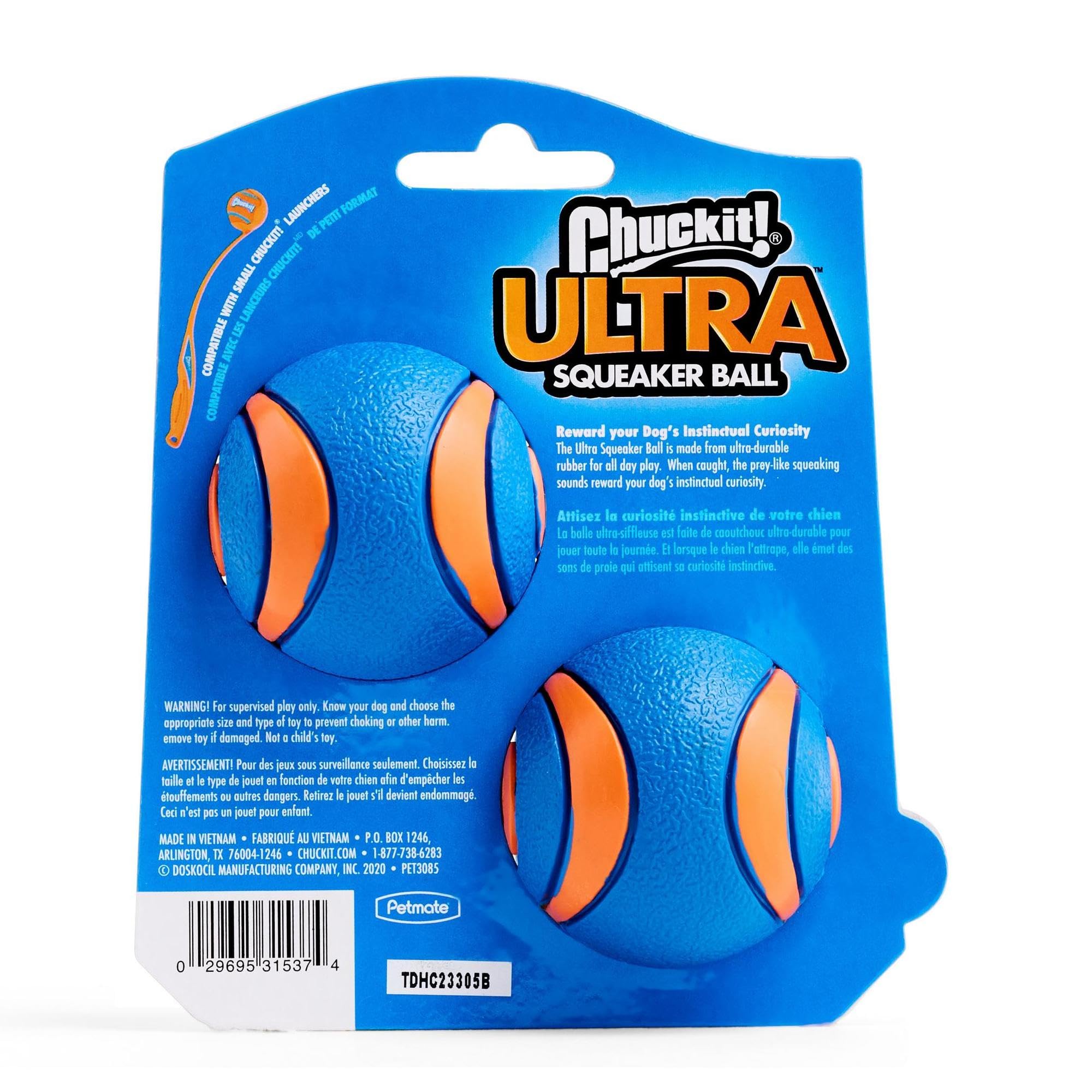 Chuckit Ultra Squeaker Ball floating on water enhances water play.