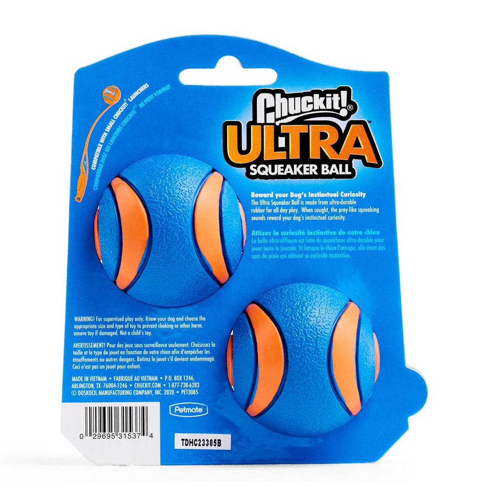 Chuckit Ultra Squeaker Ball floating on water enhances water play.