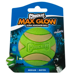 Chuckit Ultra Squeaker Ball in action shows lightweight bounce and quick play.