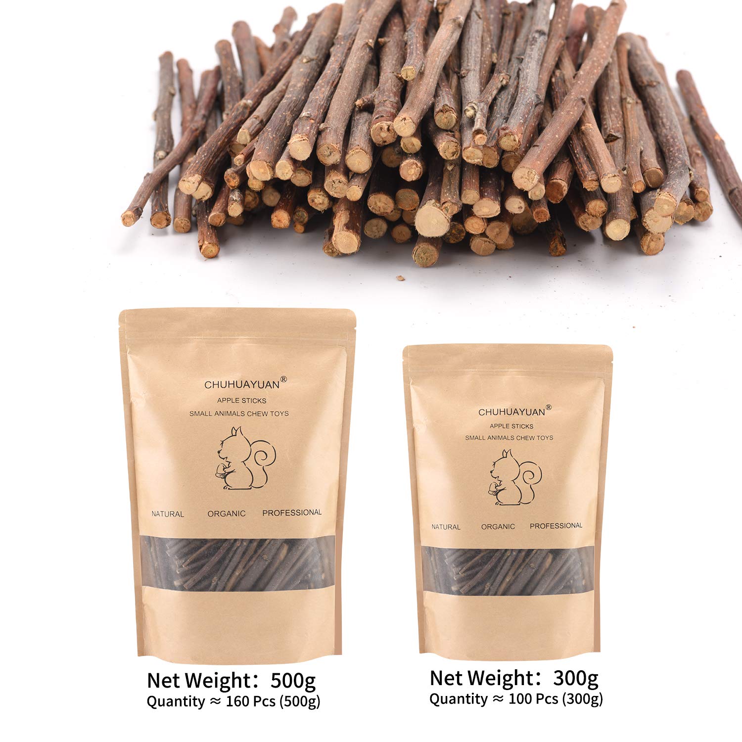 CHUHUAYUAN Apple Sticks crisp texture closeup – promotes healthy chewing for small pets.