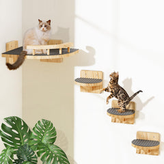 Chuiendi cat wall shelves 4-steps assembly show solid pine construction for safe indoor climbing.