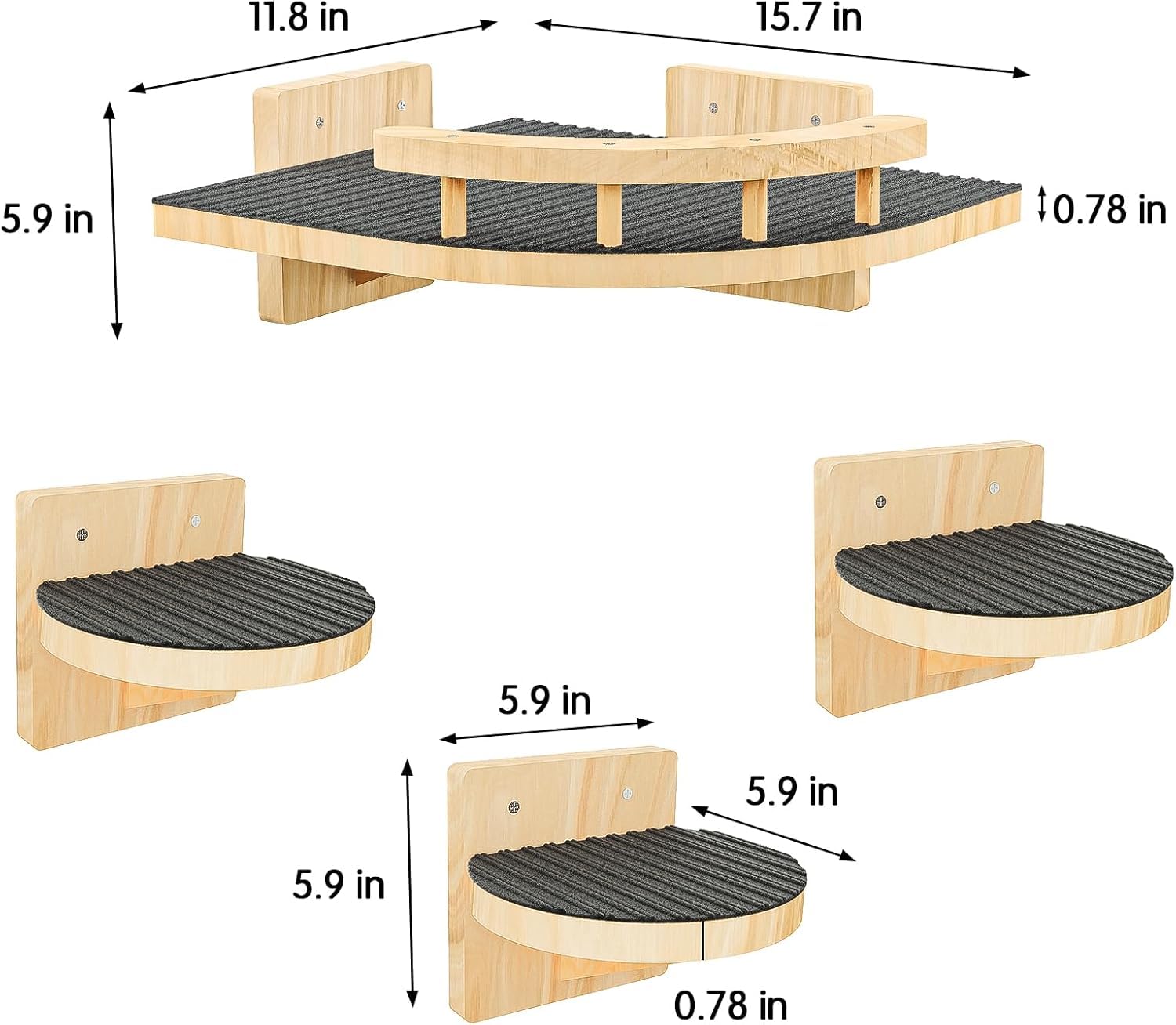 Chuiendi cat wall shelves 4-steps installation demonstrates quick, secure mounting on wall.
