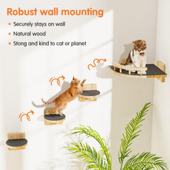 Chuiendi cat wall shelves 4-steps perch highlights the top cozy resting area for cats.