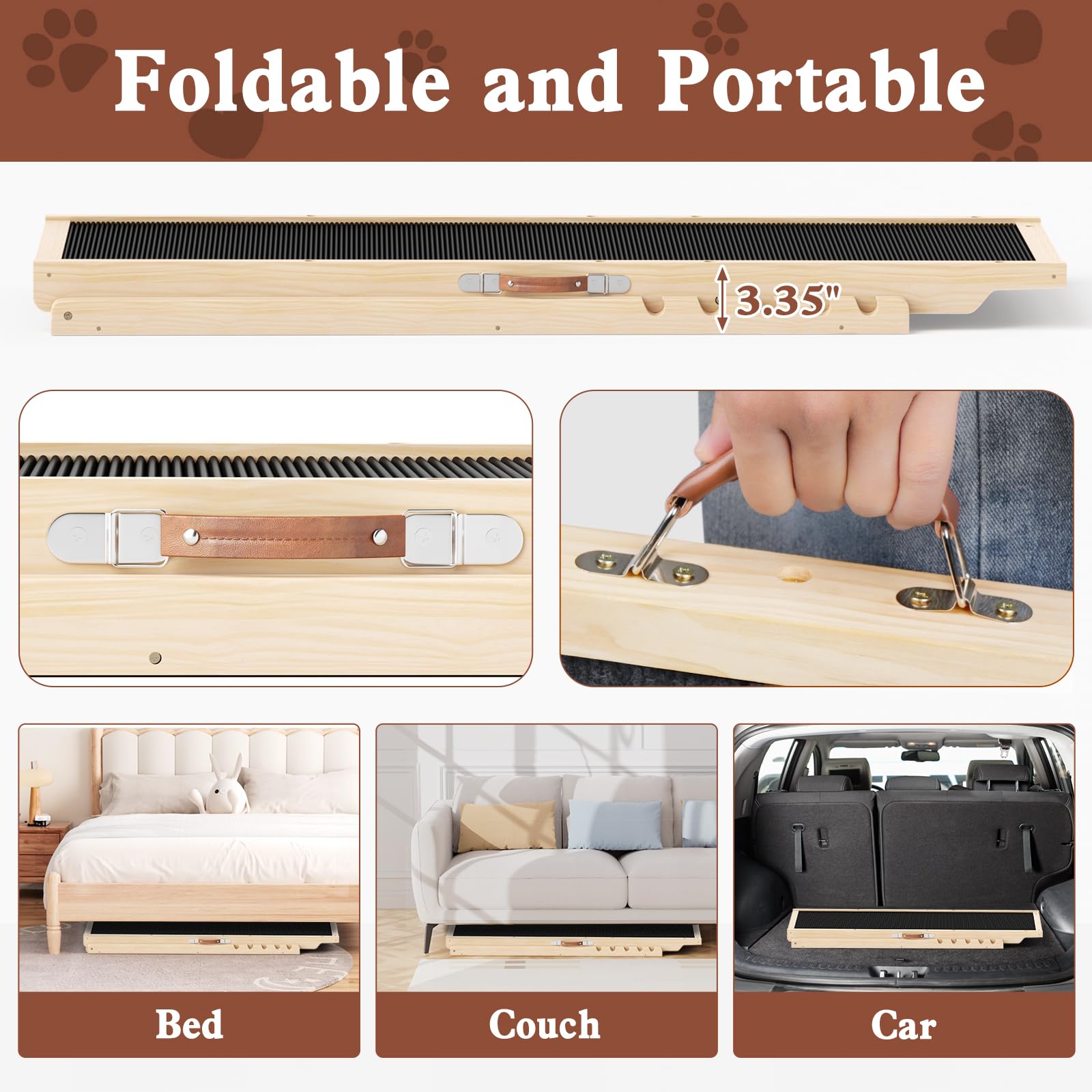 Chuiendi dog ramp foldable-storage facilitates compact storage and easy transport.