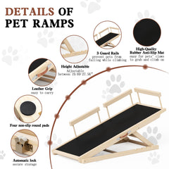 Chuiendi dog ramp wood-construction pine offers sturdy support for up to 250 lbs.