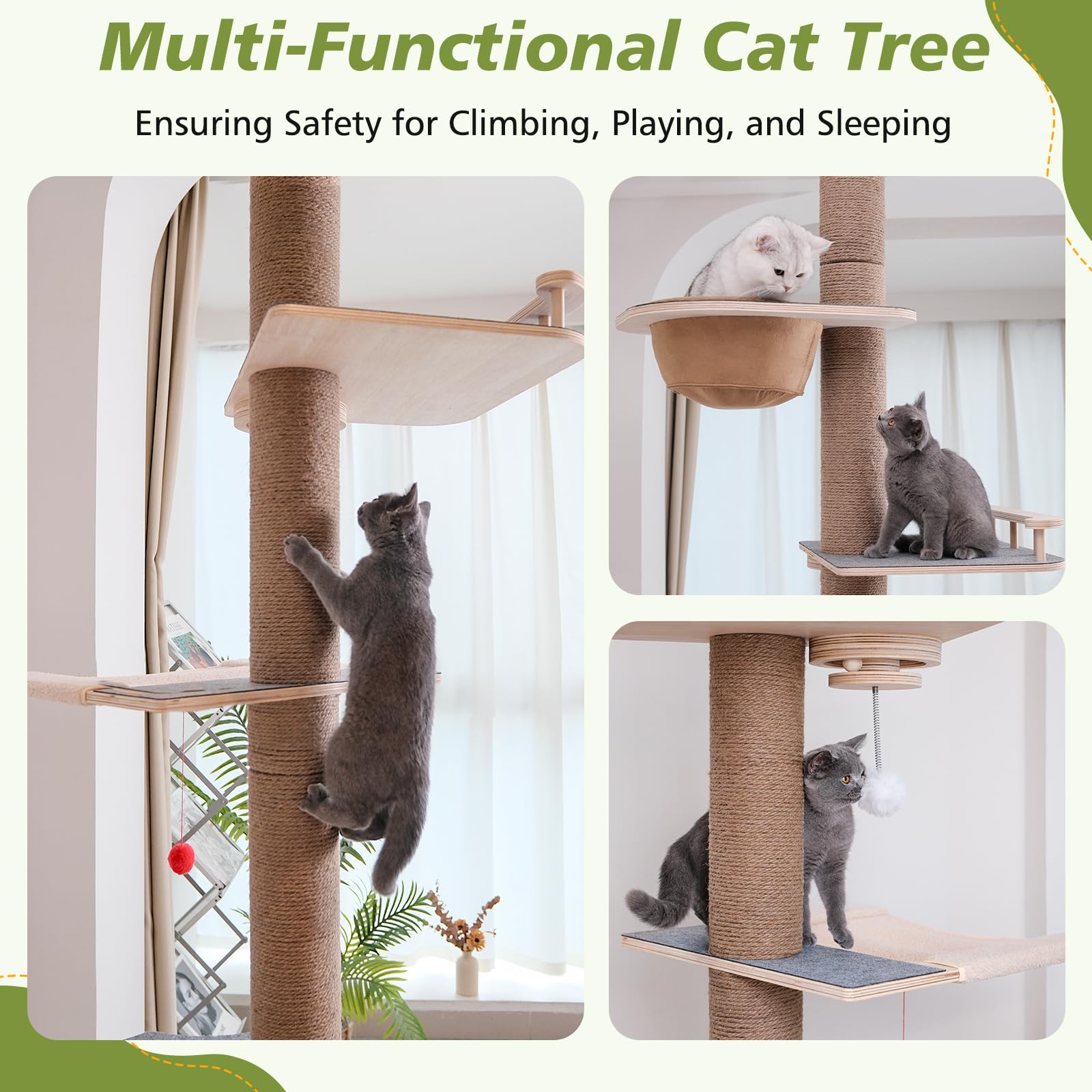 Chuiendi cat tower mid-level perches provide surveying vantage and play