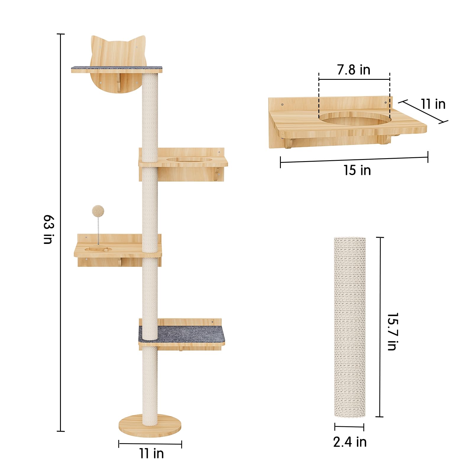Chuiendi sisal posts and carpeted platforms offer tactile claw exercise.