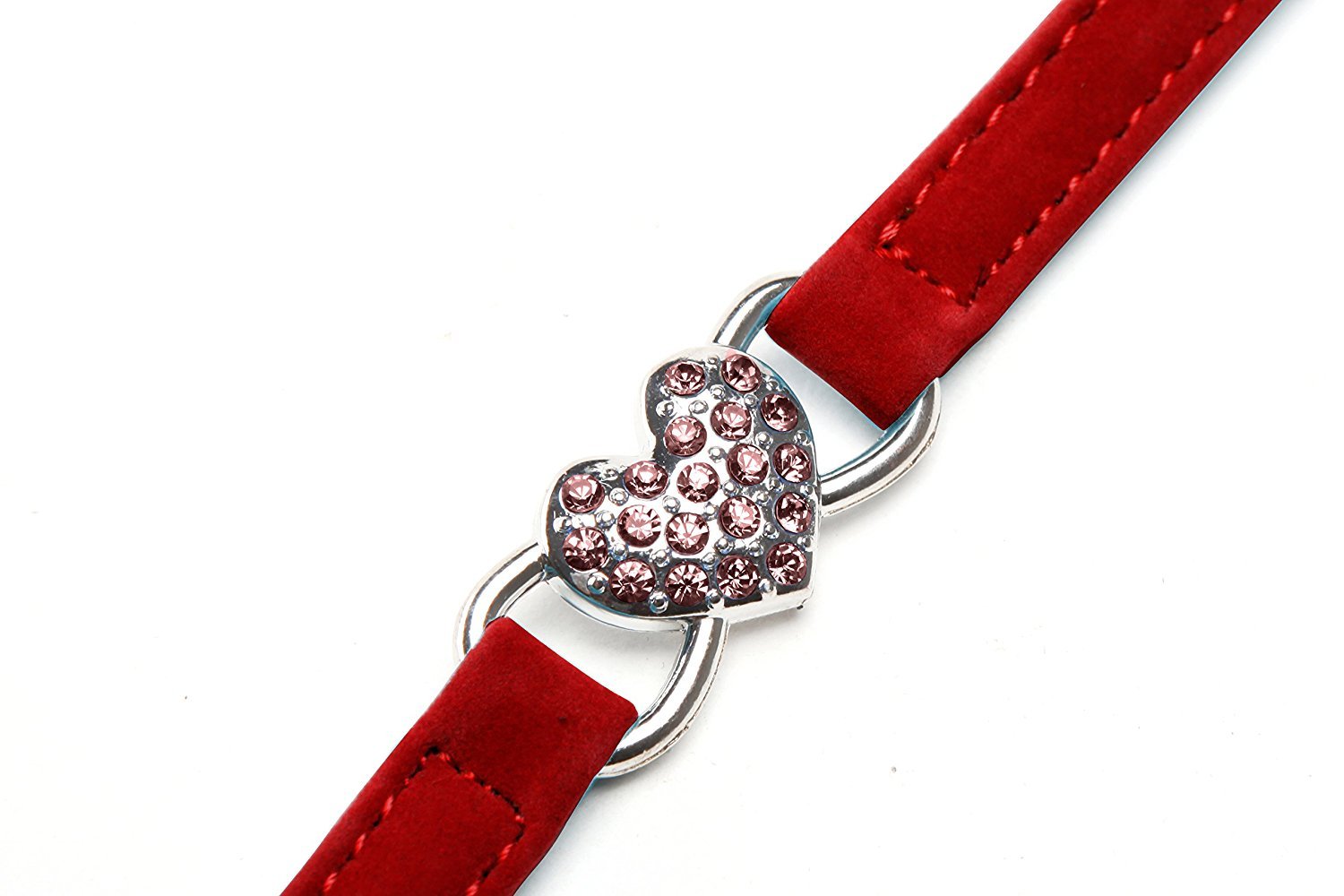 CHUKCHI pink velvet collar with crystal heart charm sparkle for daily wear