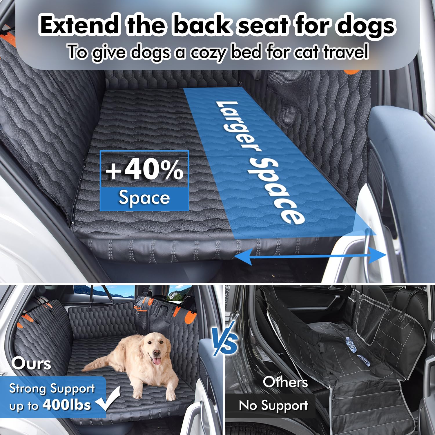 Chumajor 400lb capacity back seat extender for large dogs