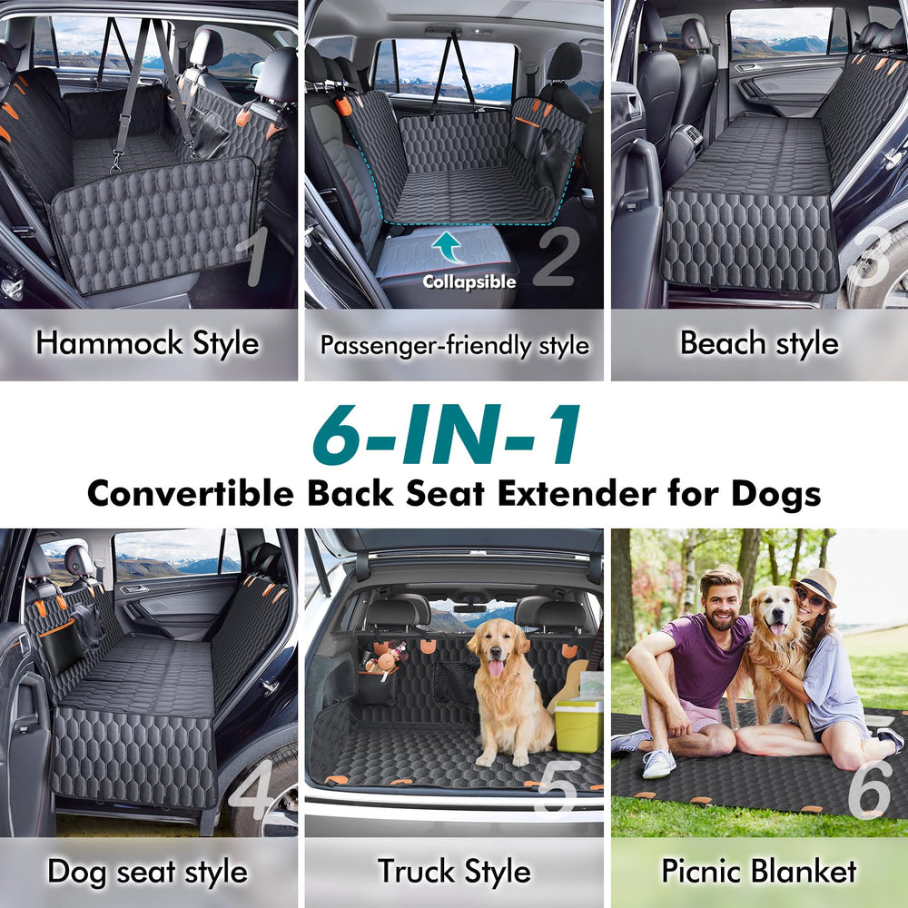 Chumajor car seat cover side flaps protect upholstery from fur and dirt.