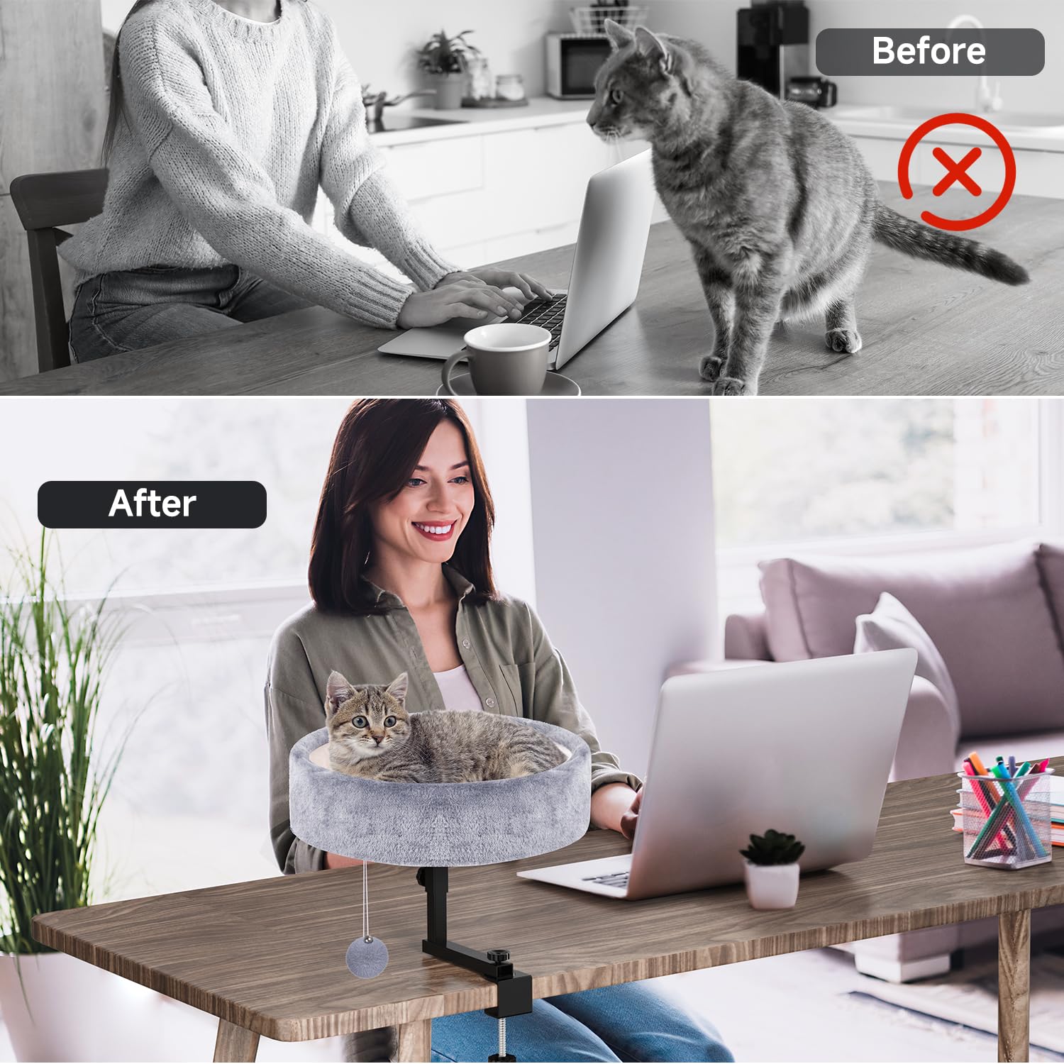 Chumajor cat desk bed adjustable height adapts to setup and comfort