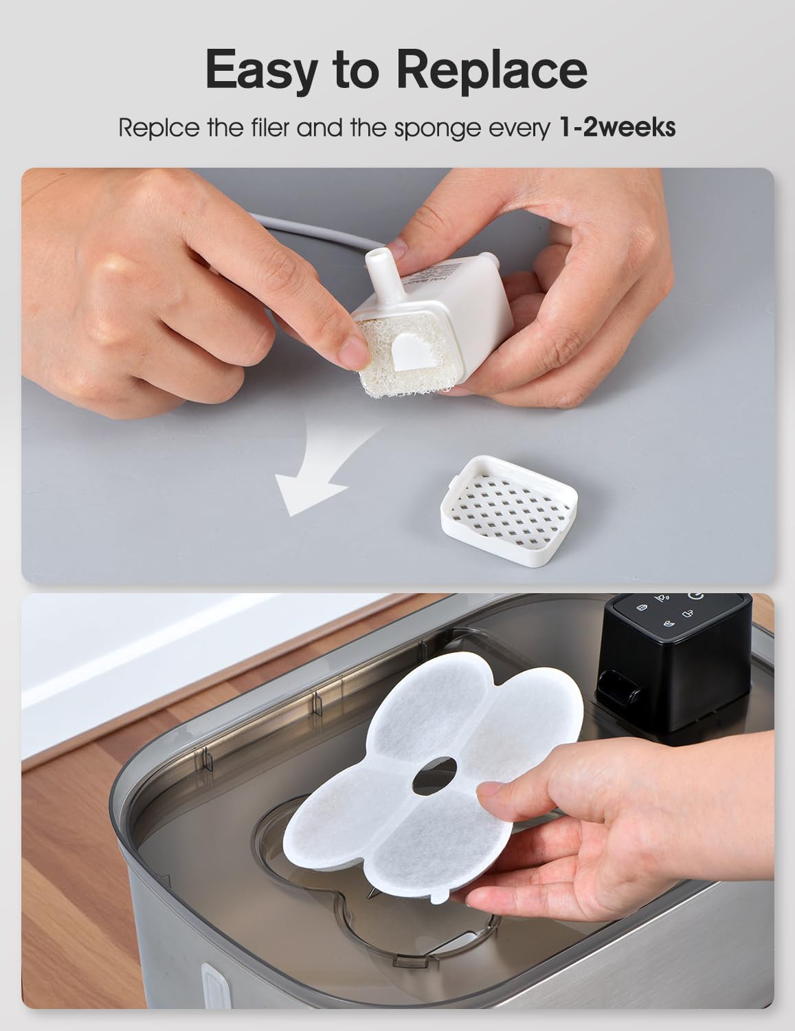 Chumajor dog fountain setup showing easy filter replacement for large dogs