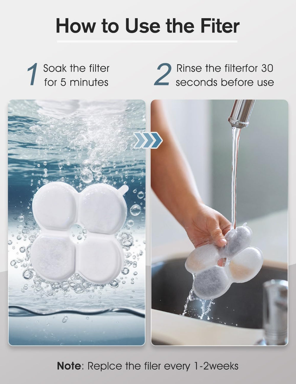 Chumajor filter soak-and-rinse tips close-up demonstrating prep steps