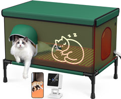 Chumajor heated cat house camera inside view enables remote monitoring for peace of mind.