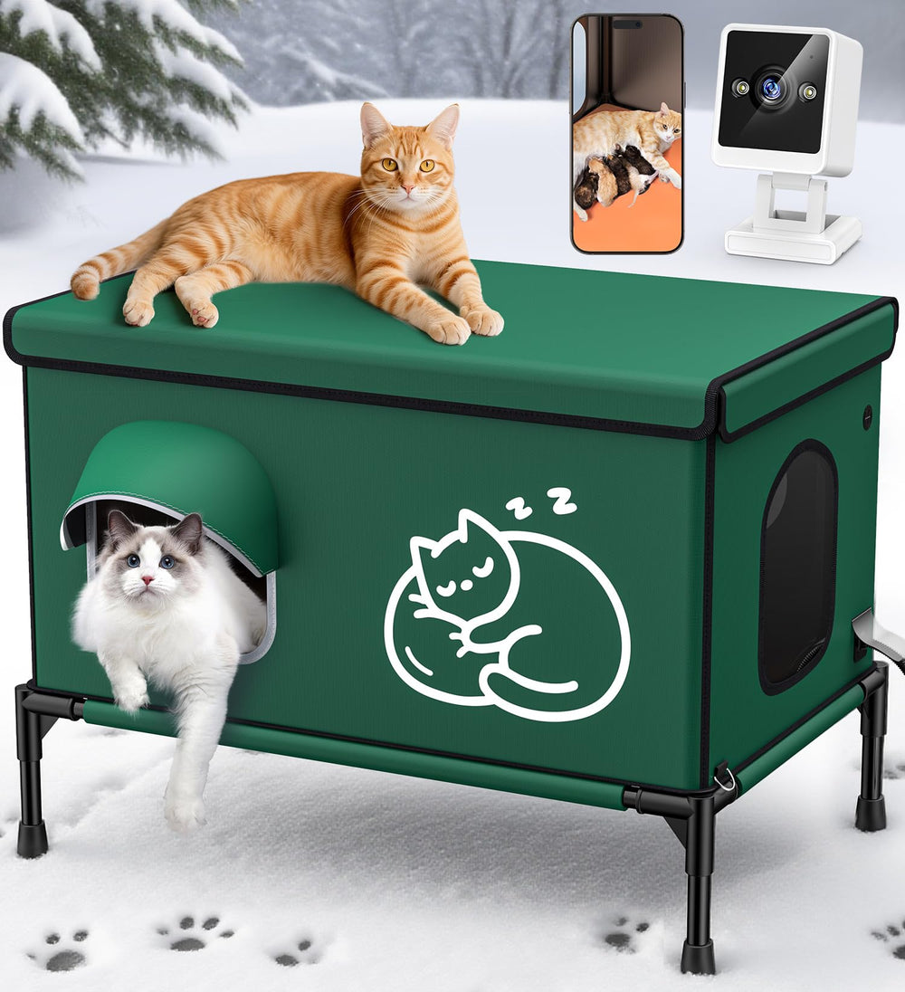 Chumajor heated cat house escape door boosts safety during threats or predators.