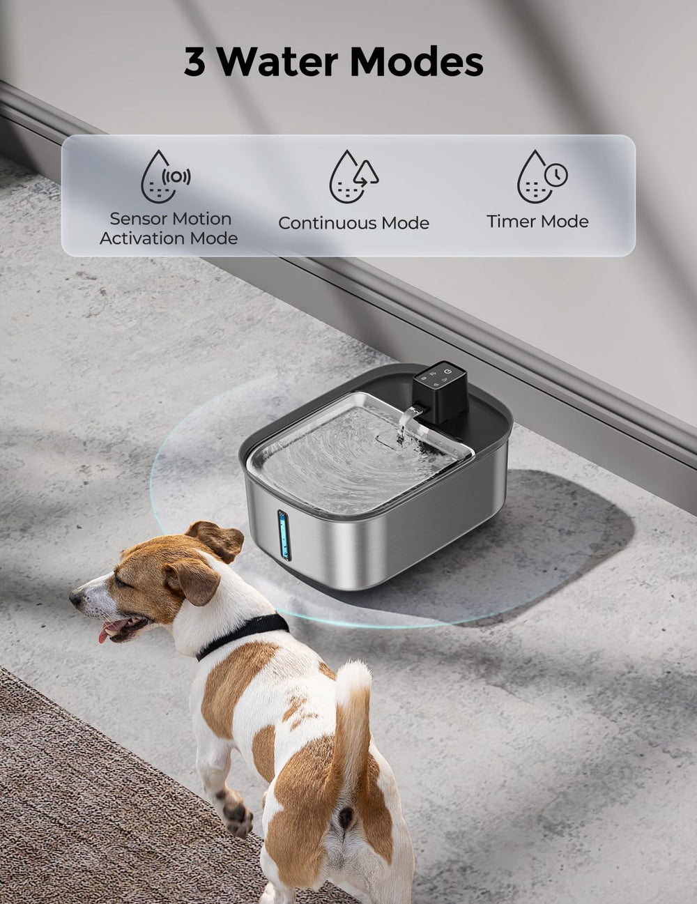 Chumajor large-dog fountain shows 9-inch basin for easier drinking.