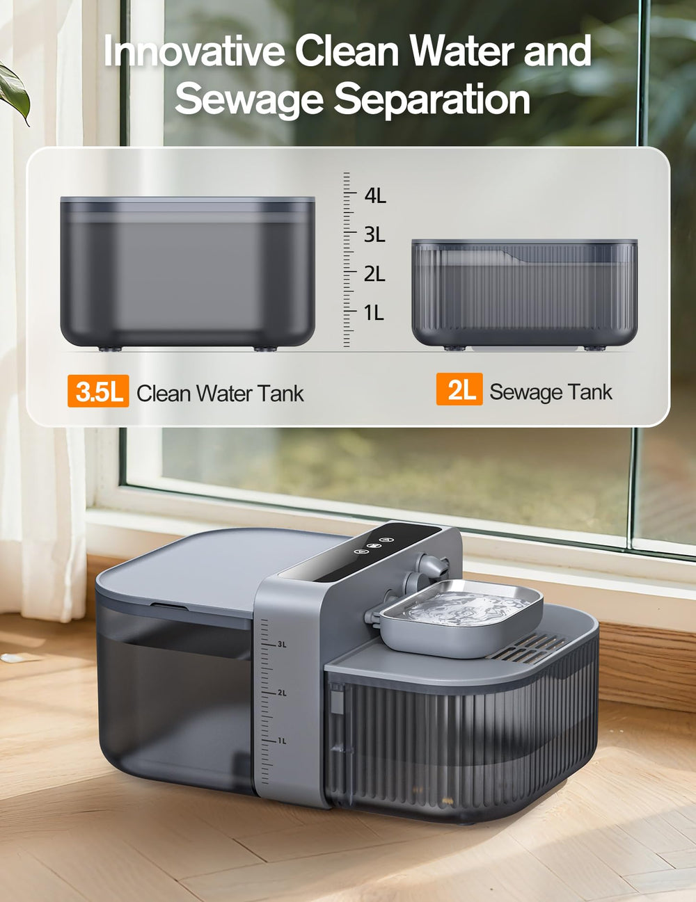 Chumajor 180-day battery powered fountain charges via USB-C for weeks