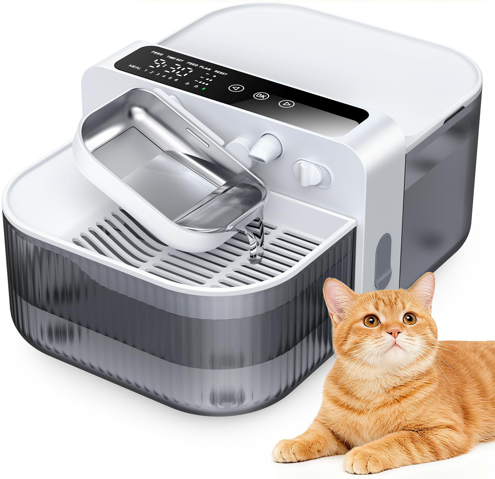 Chumajor wireless cat water fountain front view for stylish, easy hydration at home.