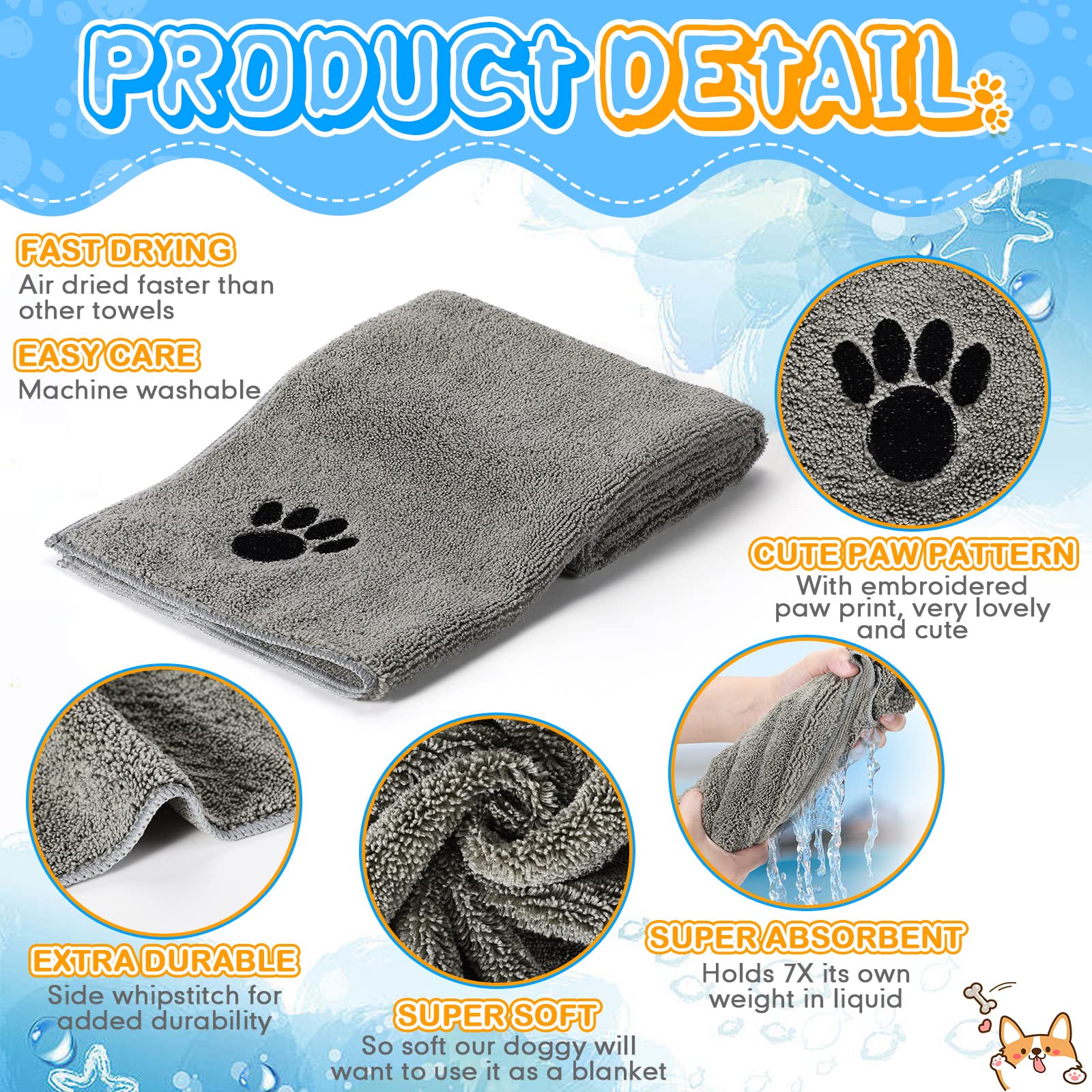 Chumia 4pack towels texture closeup emphasizes high absorbency for quick drying.