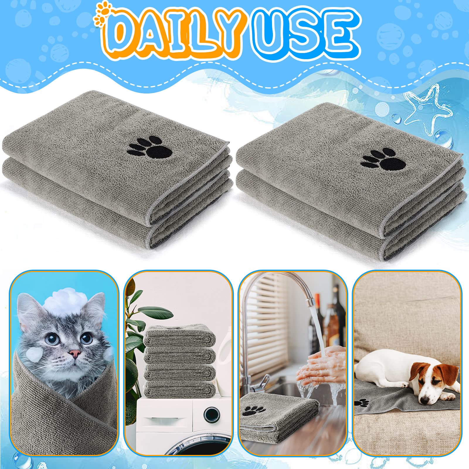 Chumia 4pack dog towels washable and reusable for easy care.