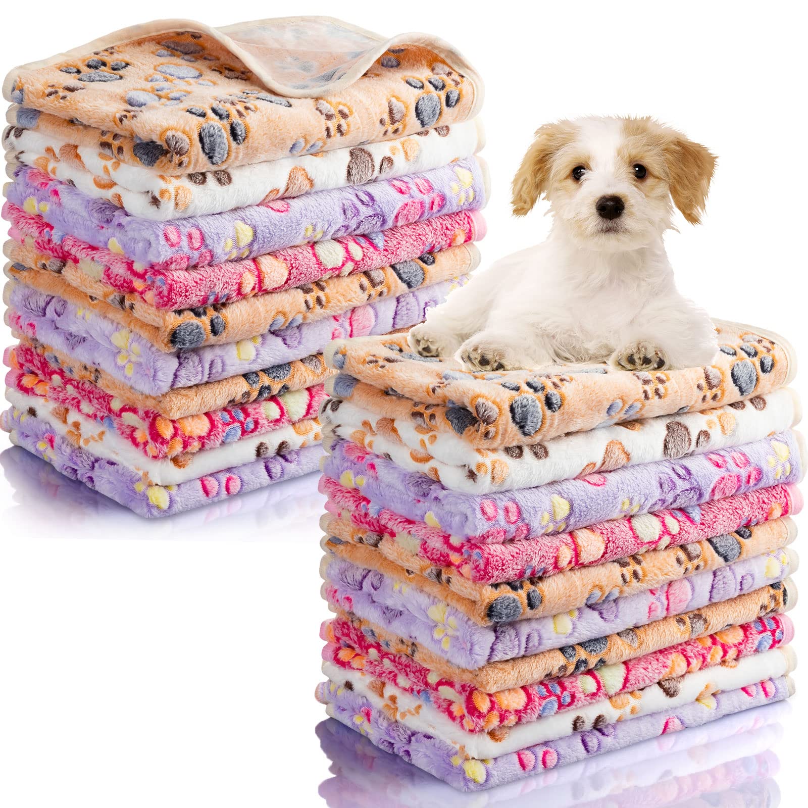 Chumia paw-pattern pink blankets provide cozy warmth for small pets