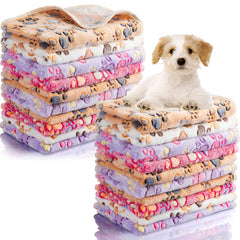 Chumia paw-pattern pink blankets provide cozy warmth for small pets