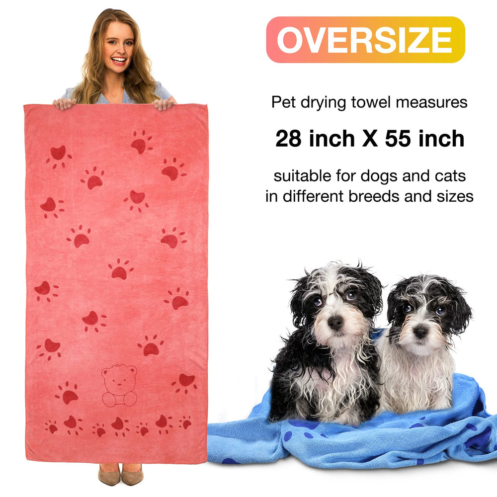 Chumia 55x28 inch dog towel demonstrates generous coverage for quick drying.