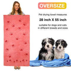 Chumia 55x28 inch dog towel demonstrates generous coverage for quick drying.