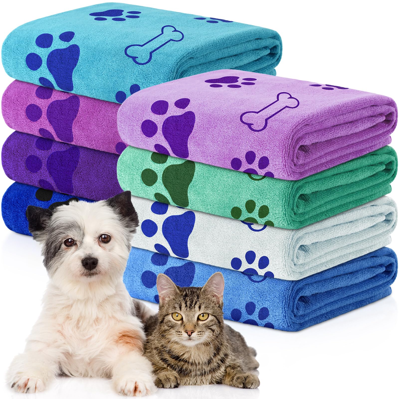 Chumia dog towel bundle shows eight towels for convenient post-bath drying.