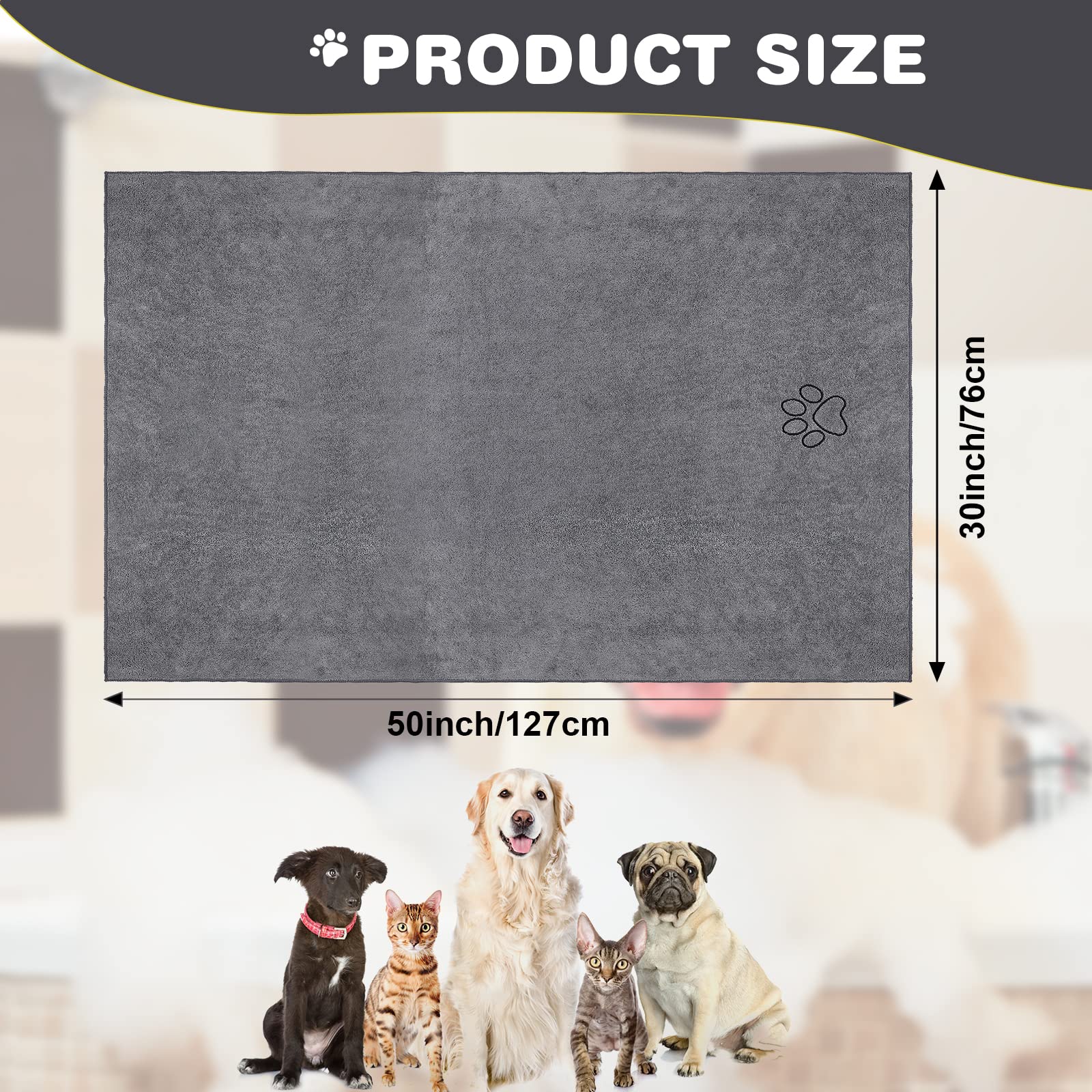 Chumia four-pack gray towels for daily pet care needs