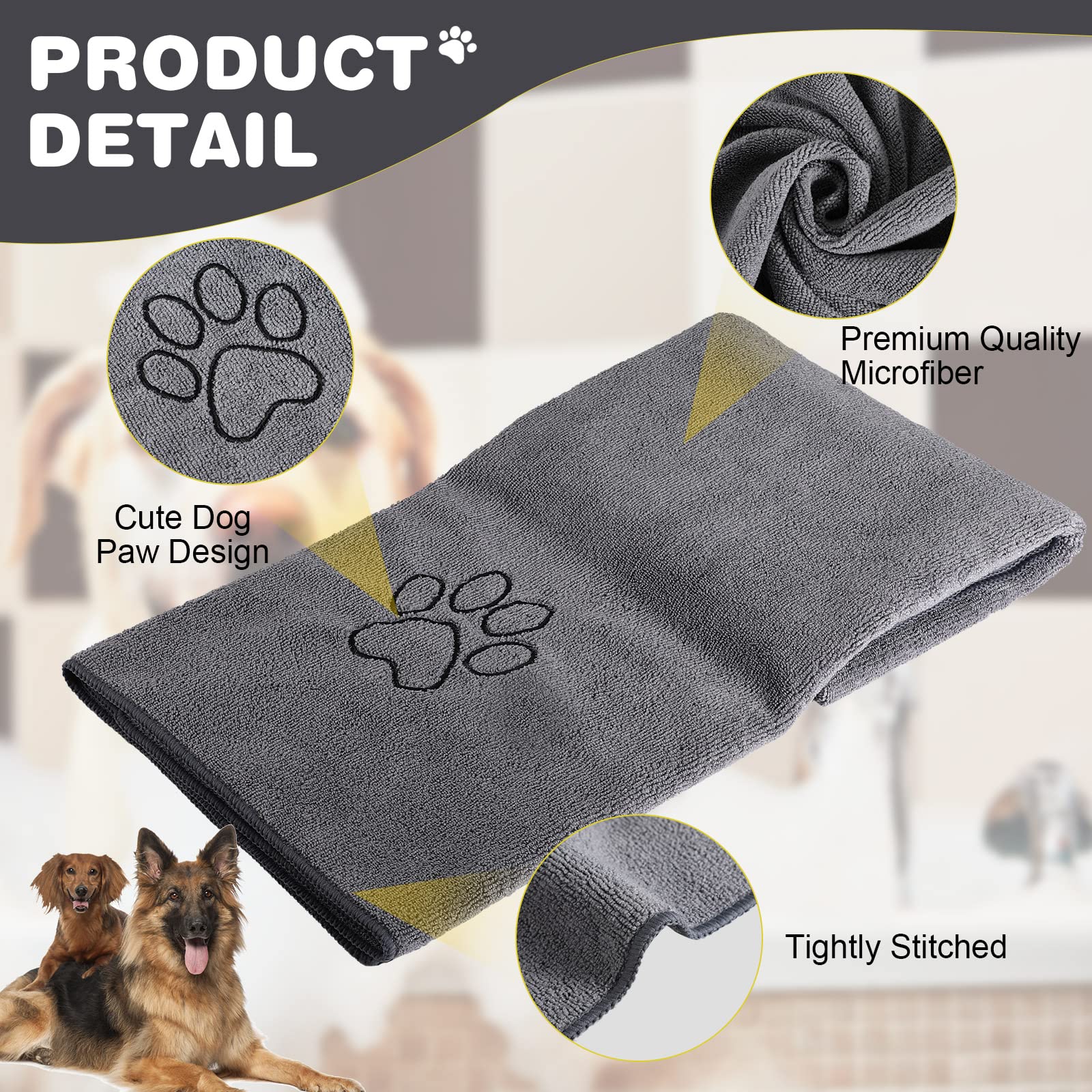 Chumia microfiber towel quick-dry performance for pets after bath