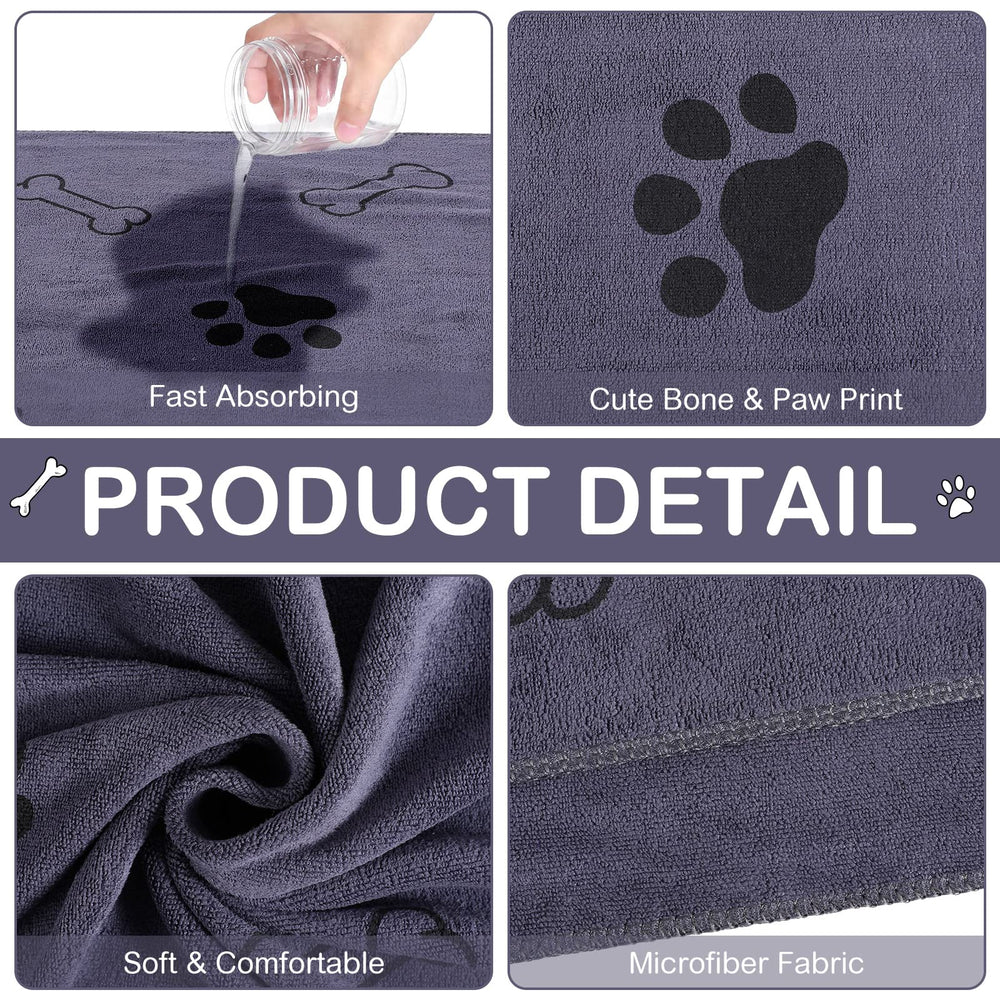 Chumia paw-print bone-design towels close-up emphasizing pet-friendly style for baths.