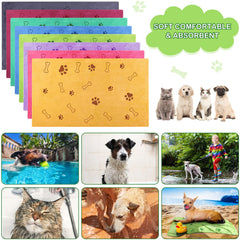 Chumia paw-print towels help keep furniture clean during post-bath sessions.